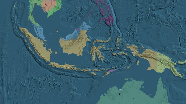 Nahaufnahme Einer Administrativen Landkarte Mit Indonesien Zentrum — Stockfoto