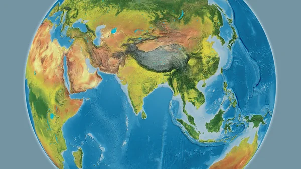 Topographic globe map centered on India