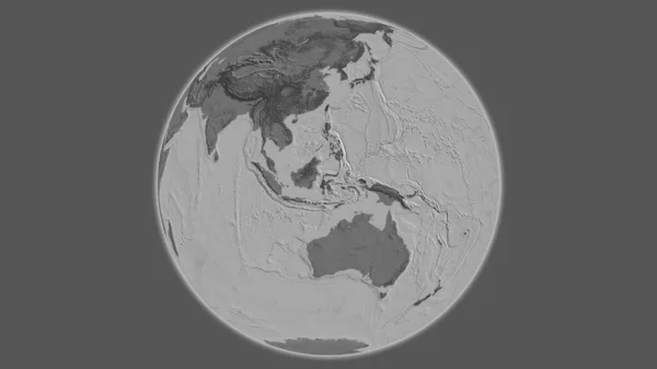 以印度尼西亚为中心的Bilevel全球地图 — 图库照片