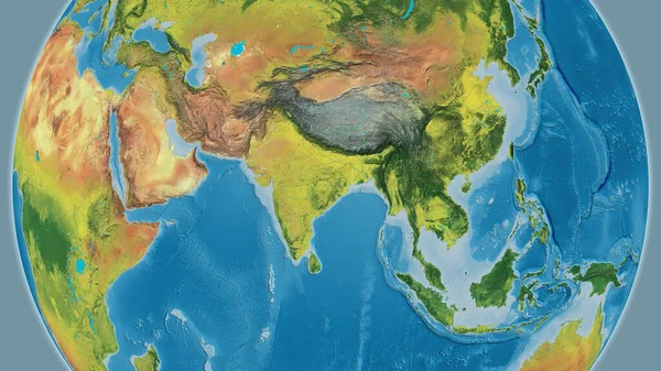 以印度邻近地区为中心的地形图 — 图库照片