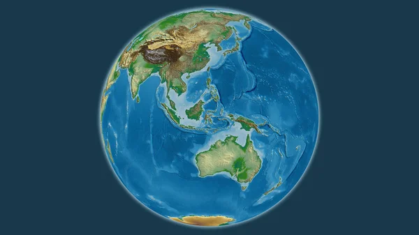 Fizyczna Mapa Globu Skupiona Indonezji — Zdjęcie stockowe