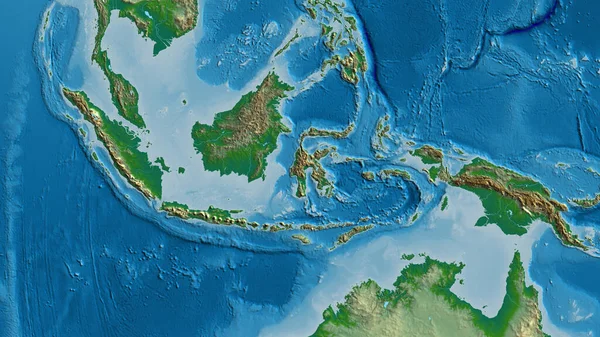 Крупный План Афизической Карты Центром Индонезии — стоковое фото