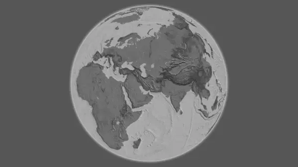 Bilevel globe map centered on Iran