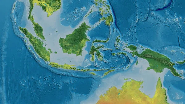 Крупный План Атопографической Карты Центром Индонезии — стоковое фото