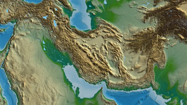 Primer Plano Del Mapa Afísico Centrado Irán —  Fotos de Stock