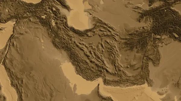 Крупный План Карты Рельефа Асепии Центром Иране — стоковое фото