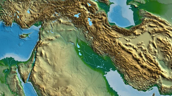 Primer Plano Del Mapa Afísico Centrado Irak — Foto de Stock