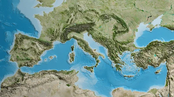 以意大利邻近地区为中心的卫星地图 — 图库照片