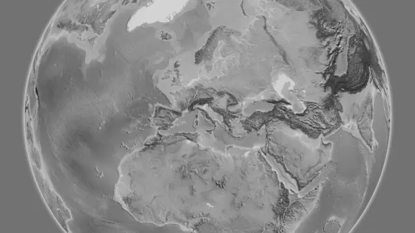 Graustufen Globus Karte Mit Italien Zentrum — Stockfoto
