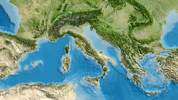 Close Asatellite Map Centered Italy — Stock Photo, Image