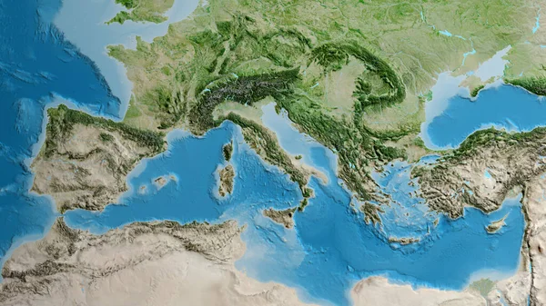 以意大利邻近地区为中心的卫星地图 — 图库照片