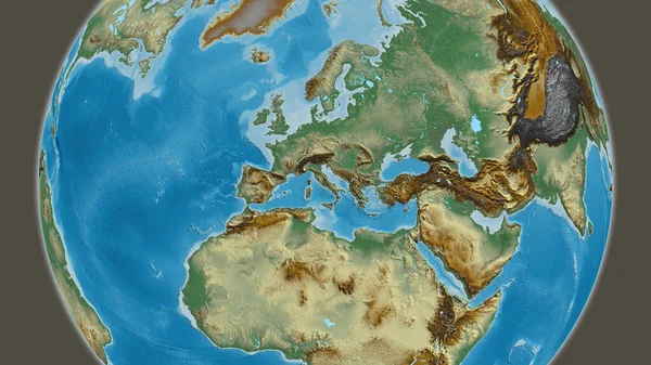 Карта Рельєфу Земної Кулі Центром Італії — стокове фото