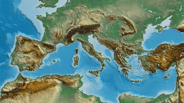 Relief Map Centered Italy Neighborhood Area — Stock Photo, Image