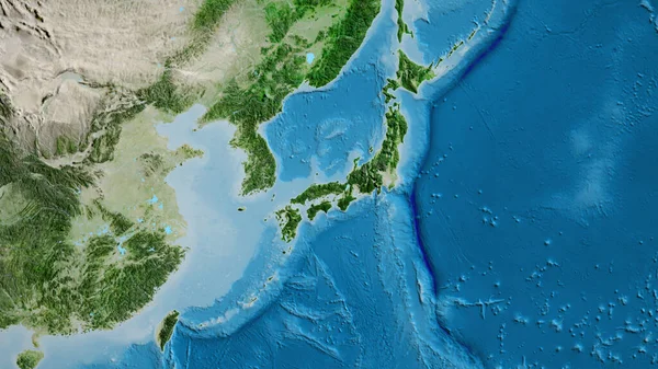 Gros Plan Carte Asatellite Centrée Sur Japon — Photo