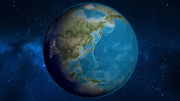 Globale Satellitenkarte Mit Japan Zentrum — Stockfoto
