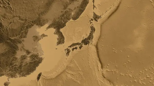 Крупный План Карты Высот Асепии Центром Японии — стоковое фото