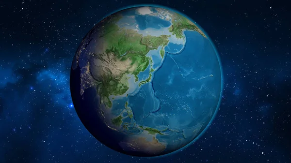 Satellite globe map centered on Japan