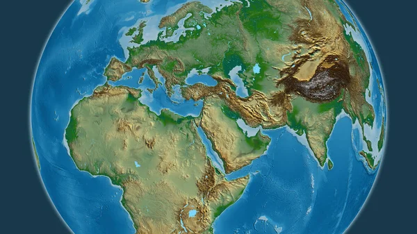 Fizyczna Mapa Globu Skupiona Jordanii — Zdjęcie stockowe