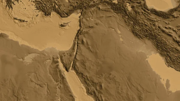Mapa Elevação Sepia Centrado Área Bairro Jordan — Fotografia de Stock