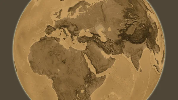 Mapa Výškového Globusu Sepia Soustředěná Jordánsko — Stock fotografie