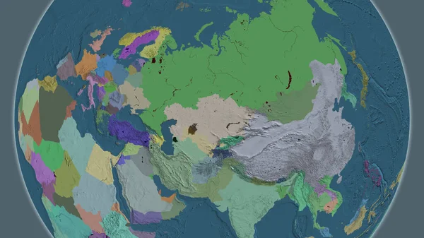 Administrativní Mapa Globusu Soustředěná Kazachstán — Stock fotografie