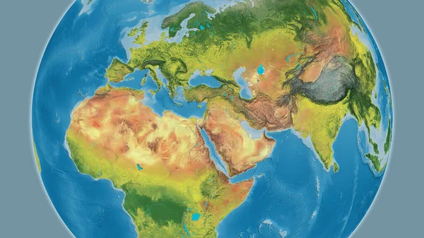 Topographic Globe Map Centered Jordan — Stock Photo, Image