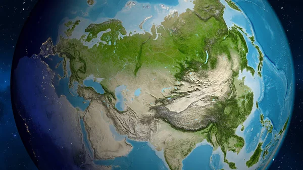 Satellite globe map centered on Kazakhstan