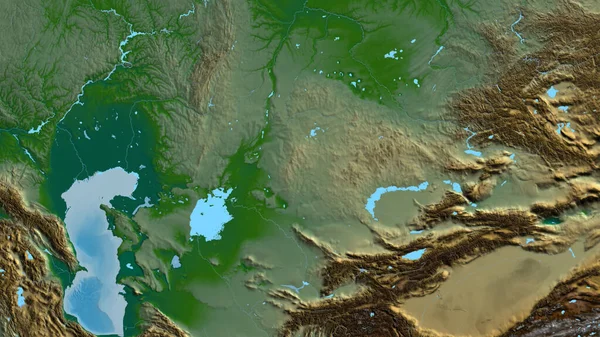 Close Aphysical Map Centered Kazakhstan — Stock Photo, Image