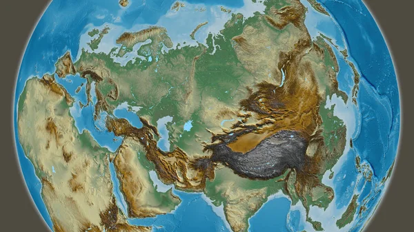 以哈萨克斯坦为中心的全球救济地图 — 图库照片