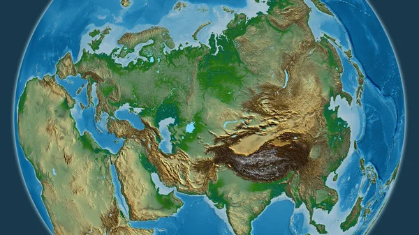 Physical globe map centered on Kazakhstan