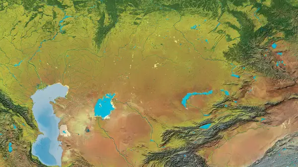 Close Atopographic Map Centered Kazakhstan — Stock Photo, Image