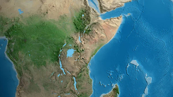 以肯尼亚邻近地区为中心的卫星地图 — 图库照片