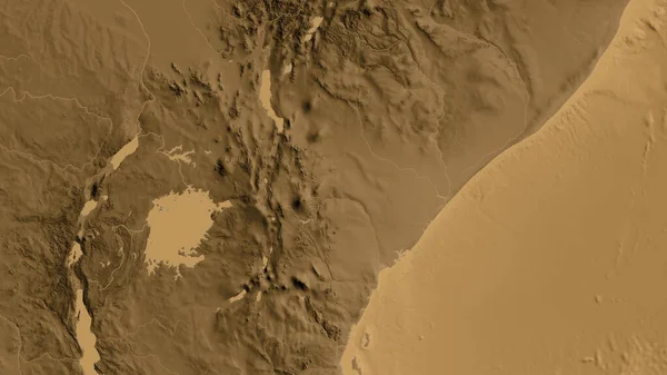 Detailní Záběr Mapy Nadmořské Výšky Asepie Keni — Stock fotografie