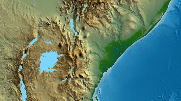 Close Mapa Afísico Centrado Quênia — Fotografia de Stock