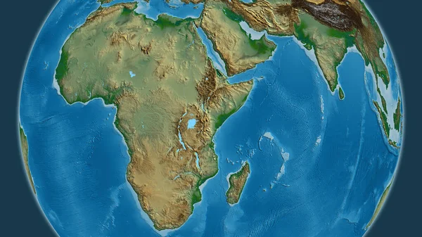 Fizyczna Mapa Globu Skupiona Kenii — Zdjęcie stockowe