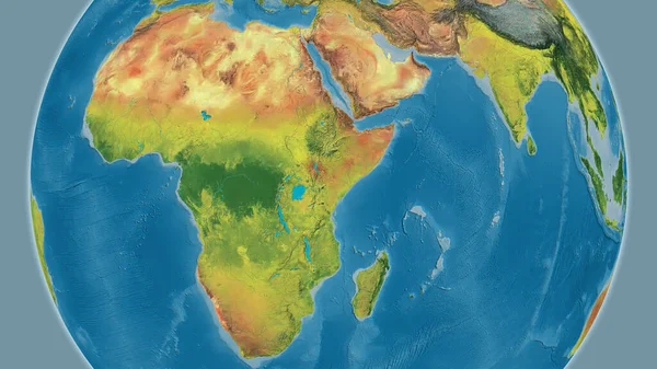 Mappa Topografica Del Globo Incentrata Sul Kenya — Foto Stock