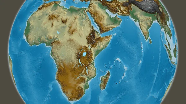 Pomocnicza Mapa Globu Skupiona Kenii — Zdjęcie stockowe