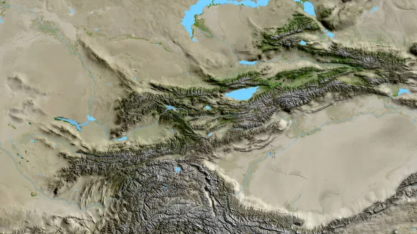 Primo Piano Della Mappa Dell Asatellite Incentrata Sul Kirghizistan — Foto Stock
