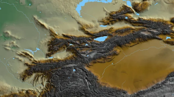 Detailní Záběr Mapy Areálů Soustředěné Kyrgyzstán — Stock fotografie