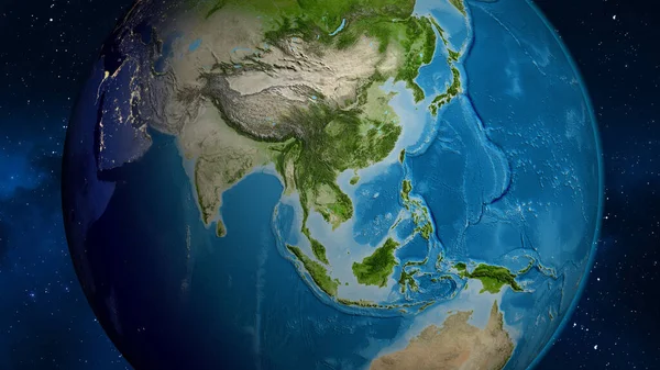 Satellite Globe Map Centered Laos — Stock Photo, Image
