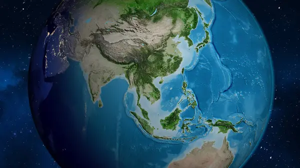 Satellite globe map centered on Laos