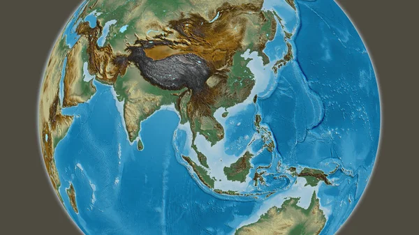 Карта Рельєфу Земної Кулі Центром Лаосі — стокове фото