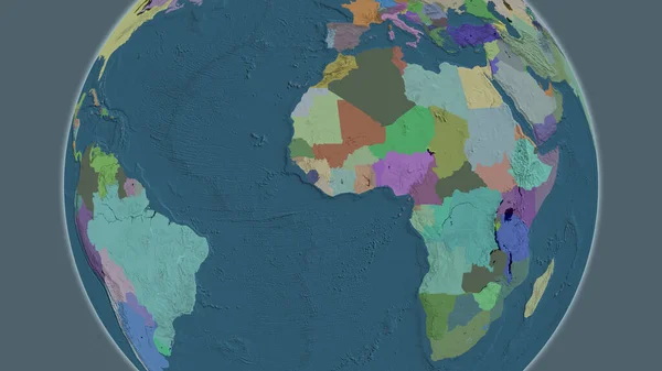 Administrative Globe Map Centered Liberia — Stock Photo, Image