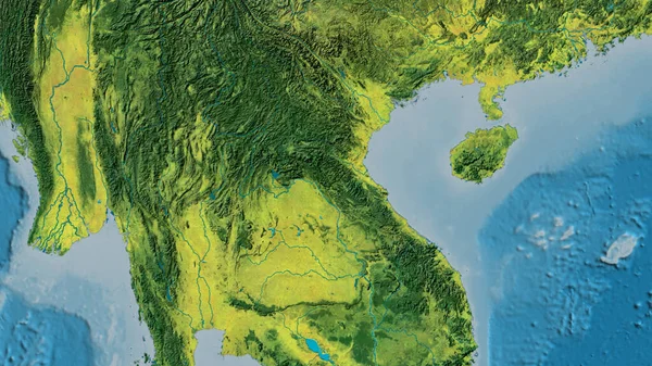Zbliżenie Mapy Atopograficznej Skupionej Laosie — Zdjęcie stockowe
