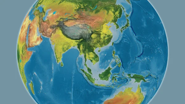 Topografische Weltkarte Mit Laos Zentrum — Stockfoto