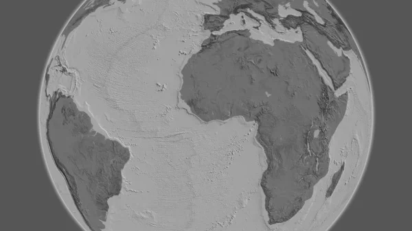 Bilevel globe map centered on Liberia