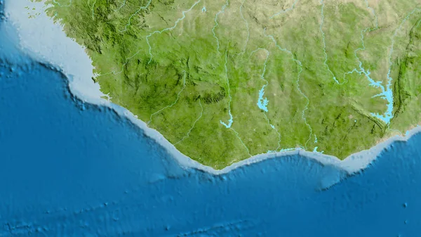 リベリアを中心とした衛星地図のクローズアップ — ストック写真