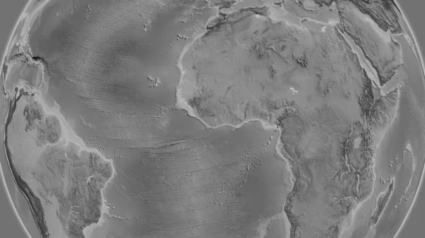 以利比里亚邻近地区为中心的灰度地图 — 图库照片
