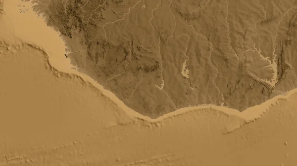 Detailní Záběr Mapy Nadmořské Výšky Asepie Libérii — Stock fotografie