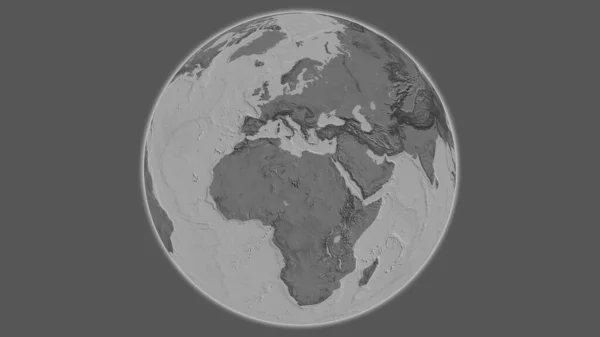 以利比亚为中心的Bilevel全球地图 — 图库照片